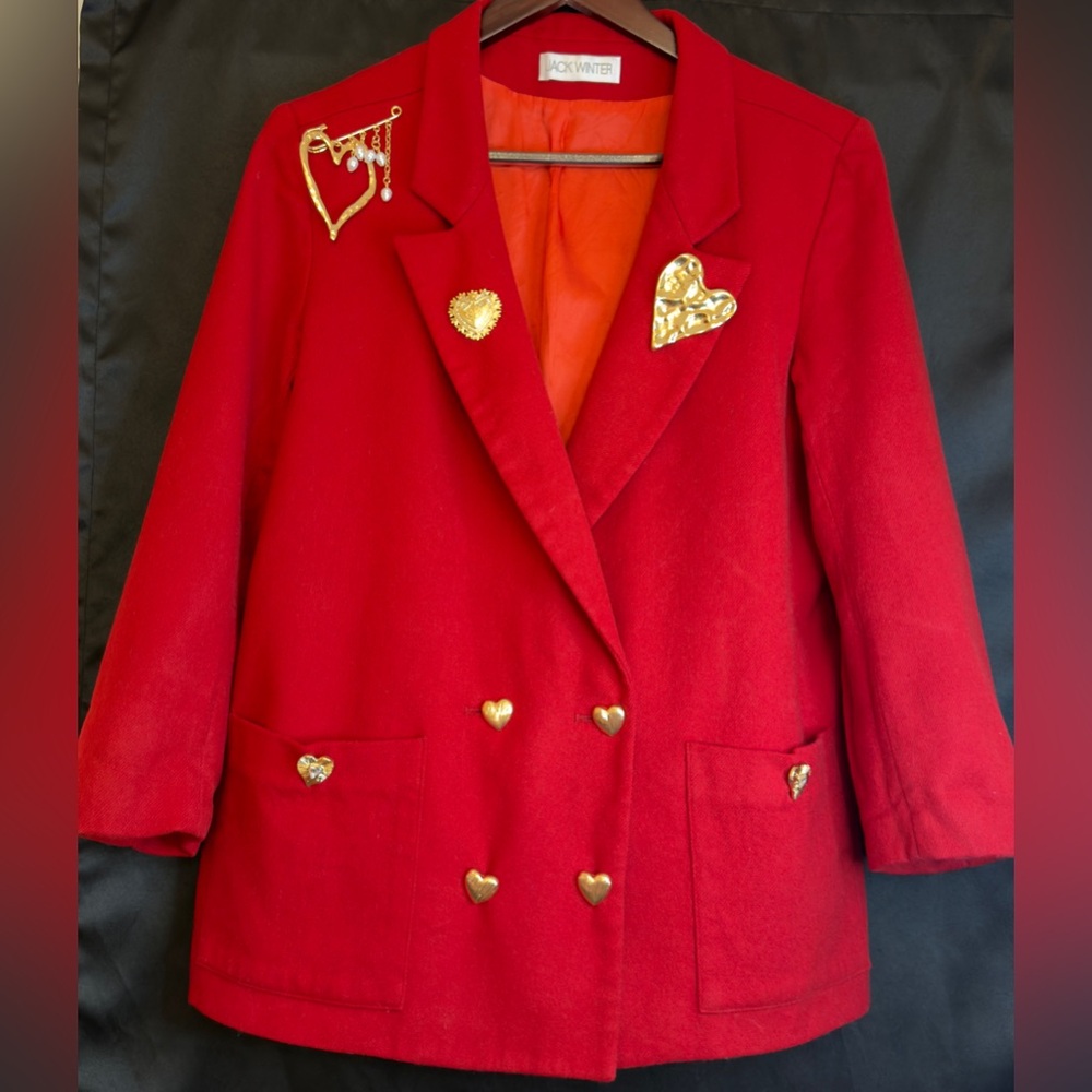 Gold Heart Detail Tailored Jacket Statement Piece | House of Aybar Glamour